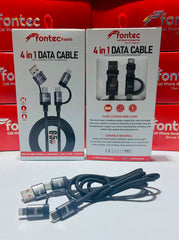 Fontec Fast4 4-in-1 Data Cable - 65W High-Speed Charging & Data Transmission Braided Cable