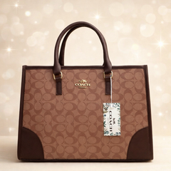 Coach Signature Print Tote Bag for Women with Double
