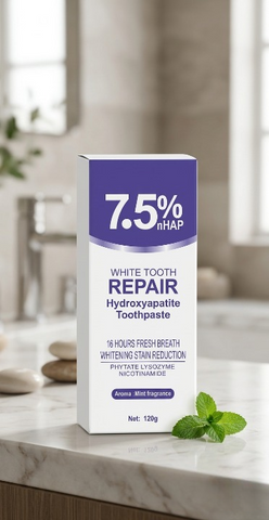 7.5% nHAP White Tooth Repair Hydroxyapatite Toothpaste – Advanced Enamel Whitening & Stain Reduction (120g)