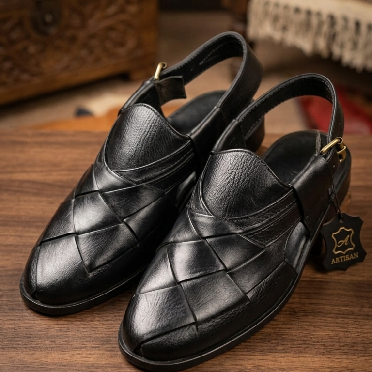 Hand Made Gents Peshawari Chapal - Traditional Authentic Premium Quality Leather Footwear - Size 10