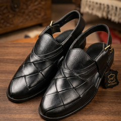 Hand Made Gents Peshawari Chapal - Traditional Authentic Premium Quality Leather Footwear - Size 10