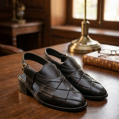 Hand Made Gents Peshawari Chapal - Traditional Authentic Premium Quality Leather Footwear - Size 10