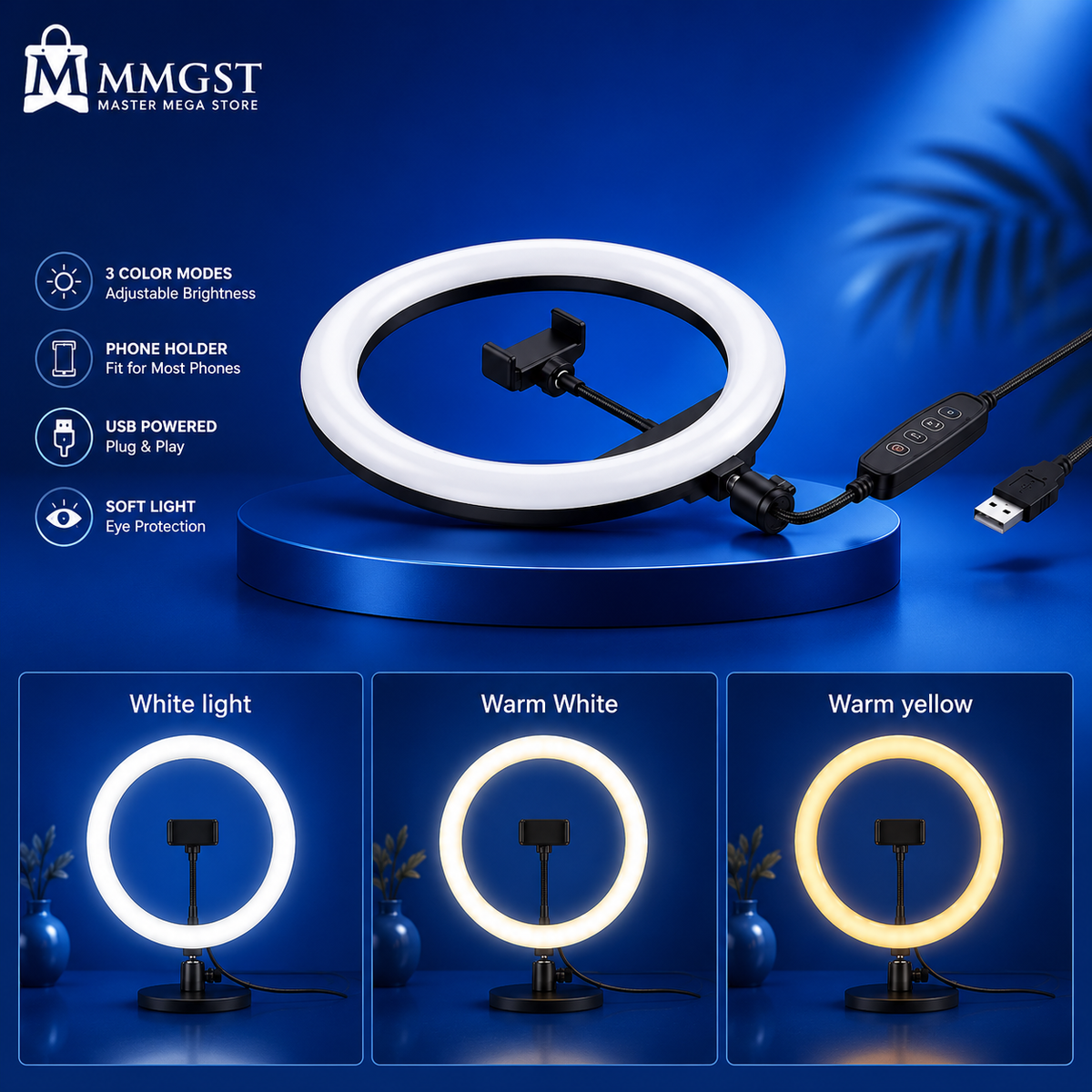 Portable Clip-On Selfie Ring Light with 36 LED Bulbs
