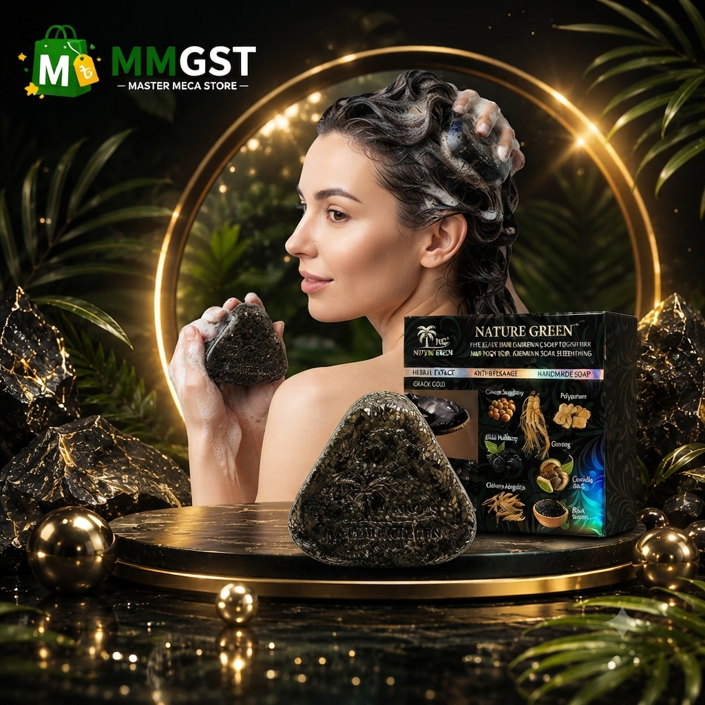 Nature Green Black Ganoderma Hair Darkening Soap